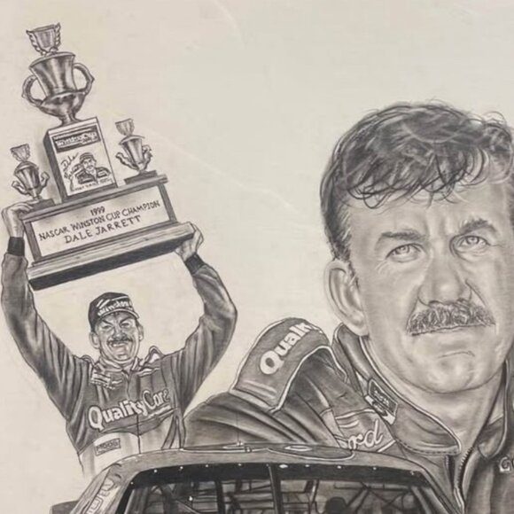 Dale Jarrett original charcoal drawing by Robert Stephen Simon 2000 (29.5x25) - Picture 3 of 5